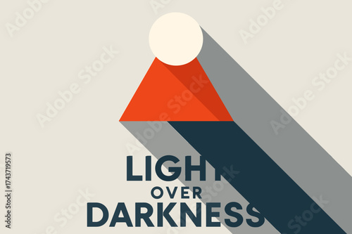 Geometric Shadows. ?Light over darkness?. geometric sans heavy, flat fills, long angled shadows, minimalist