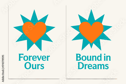 Abstract Banners Union. Union. Two vertical A6 banners with safe margins, centered composition, no elements touching edges, geometric style, turquoise and