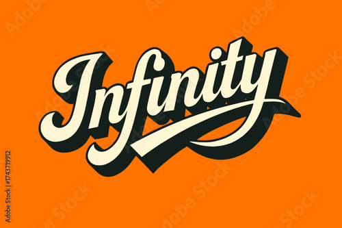 Retro Calligraphy Infinity. ?Infinity?. retro calligraphy, dynamic curves, strong angled 3D shadow, minimal