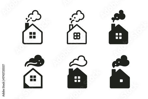 Essential Oils Logos. Home Scenting with Essential Oils. Set Logo of Home Scenting with Essential Oils: perfume mist cloud. harmonious logo variations of the