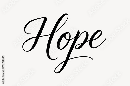 Graceful Hope Lettering. ?Hope?. modern hand lettering, graceful clea