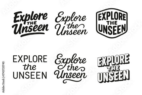 Harmonious Lettering Grid. Explore the unseen. Set lettering. harmonious lettering variations of the same emblematic concept (Bold hand-lettering with playful