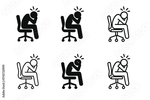 Ergonomic Chair Logos. Handling job stress and improving work performance. Set Logo of Handling job stress and improving work performance: Ergonomic office