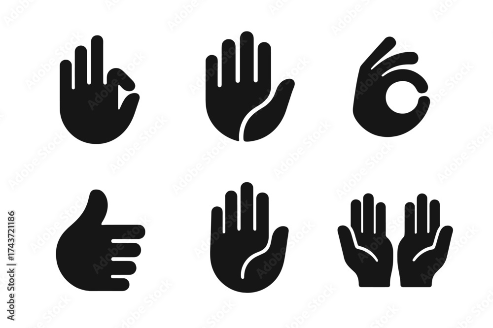 Fototapeta premium Gesture-Based App Logos. Communication tools for nonverbal individuals. Set Logo of gesture-based app: Iconic shape, Flat solid, Symmetrical form, Abstract