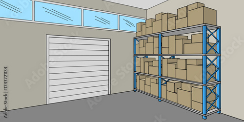 Storage interior graphic color illustration vector 