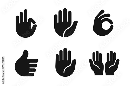 Gesture-Based App Logos. Communication tools for nonverbal individuals. Set Logo of gesture-based app: Iconic shape, Flat solid, Symmetrical form, Abstract