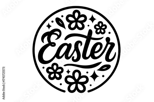 Modern Easter Lettering. ?Easter?. modern hand lettering, smooth curves, balanced composition, clear readable
