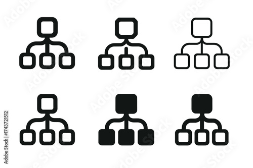 Flexible Education Logos. Flexible education. Set Logo of Flexible education: Adaptive syllabus (flowchart). harmonious logo variations of the same emblematic