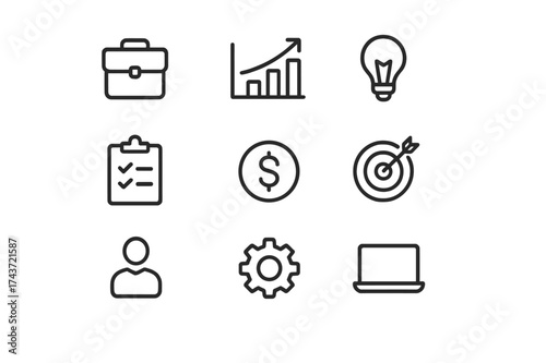Uniform Icon Set. Equal spacing between icons and equal margins on the edges. Uniform icon size across the set