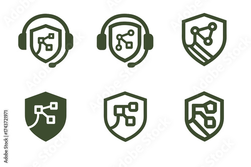 Military Communication Logos. Military Communication. Set Logo of Military Communication: encrypted digital network. harmonious logo variations of the same