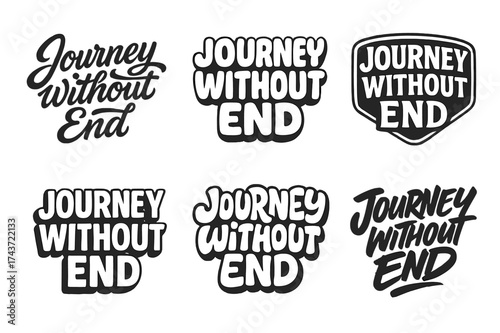 Creative Lettering Grid. Journey without end. Set lettering. harmonious lettering variations of the same emblematic concept (Bold hand-lettering with playful