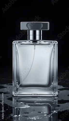 bottle of perfume on black background