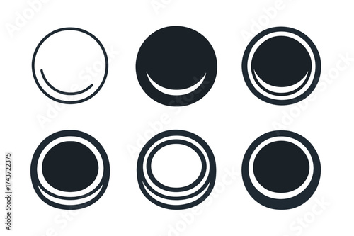 Diverse Lid Logos. Mason jar lid. Set Logo of Kitchenware: circular lid icon. harmonious logo variations of the same emblematic concept, each with different