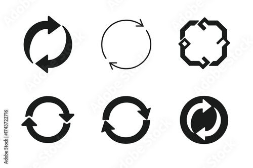 Diverse Logo Variations. Negotiation techniques. Set Logo of circular arrows: cycle of give-and-take discussion. harmonious logo variations of the same