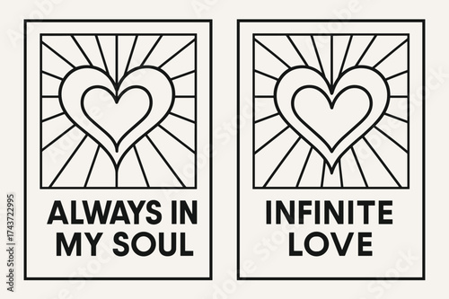 Bauhaus Heart Banners. Intimacy. Two vertical A6 banners with safe margins, centered composition, no elements touching edges, bauhaus style, black and white,