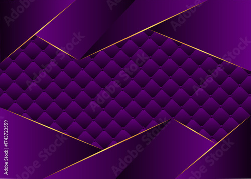 Elegant Purple Luxury Background with Gold Lines and Quilted Texture