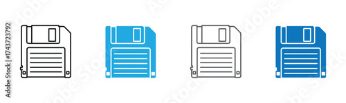 Floppy disks in line and solid styles evoke retro tech. Perfect for nostalgic designs, computer history lessons, or illustrating data storage concepts.