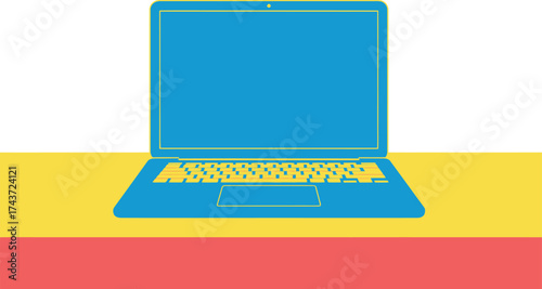 Modern Laptop on Colorful Surface