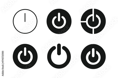 Remote Button Designs. Remote control button. Set Logo of Electronics: circular button icon. harmonious logo variations of the same emblematic concept, each