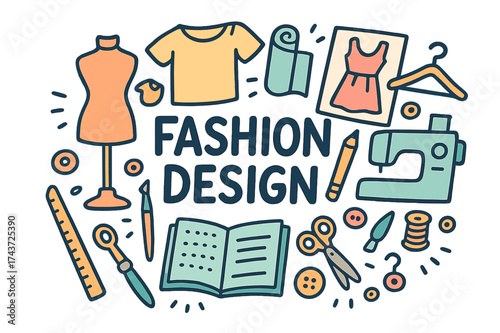 Fashion Design Doodles. Fashion Design. Hand-drawn doodle illustration of Fashion Design. Mannequin, t-shirt,