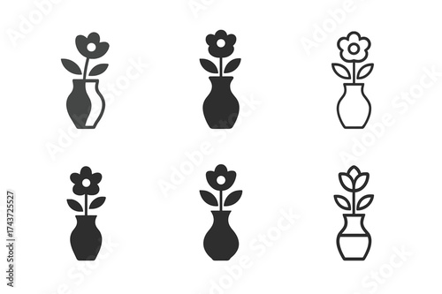Home Staging Logos. Home Staging for Selling. Set Logo of Home Staging for Selling: vase with flowers. harmonious logo variations of the same emblematic