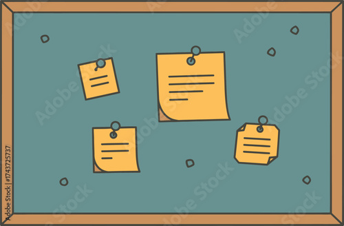 Notice Board with Yellow Sticky Notes