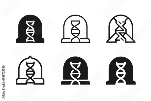 Futuristic Colony Emblems. Genetic engineering for space colonization. Set Logo of colony emblem: futuristic dome with DNA embedded in design. harmonious logo