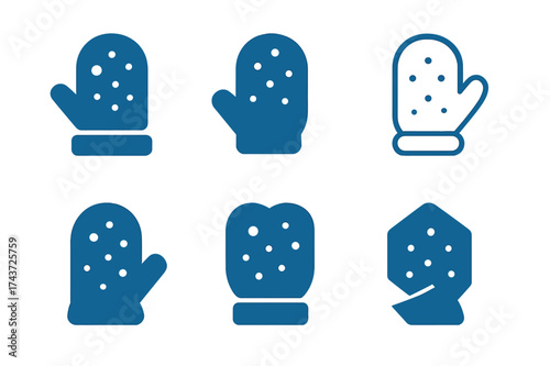Falling Snow Logos. Falling Snow. Set Logo of Falling Snow: mitten. harmonious logo variations of the same emblematic concept, each with different artistic