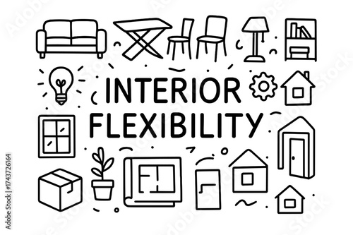 Interior Flexibility Doodles. Interior Flexibility. Hand-drawn doodle illustration of Interior Flexibility.