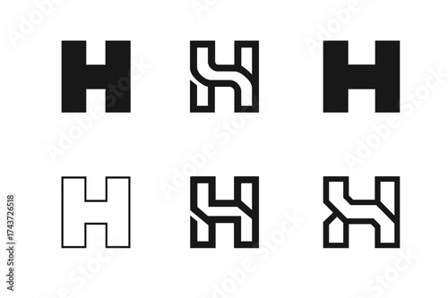 Harmonious Logo Variations. Order. Set Logo of Conceptual design: tidy geometric forms. harmonious logo variations of the same emblematic concept, each with