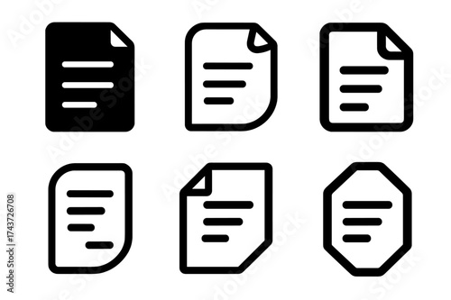 Harmonious Logo Variations. Receipt. Set Logo of Receipt: folded paper. harmonious logo variations of the same emblematic concept, each with different artistic