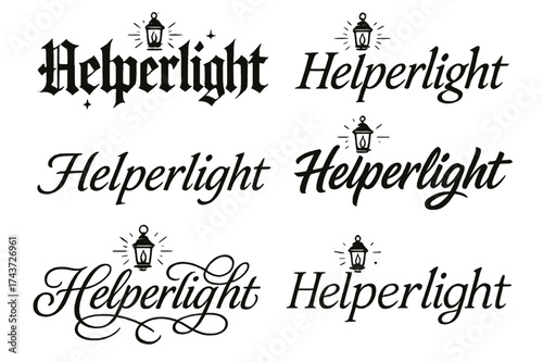 Helperlight Calligraphy Grid. Helperlight. Create a calligraphy lettering illustration of the phrase: