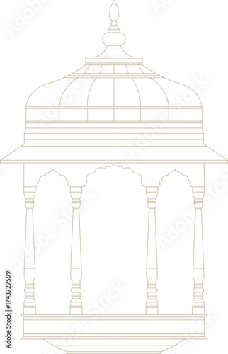 Indian Traditional Arch Pavilion Design Element	