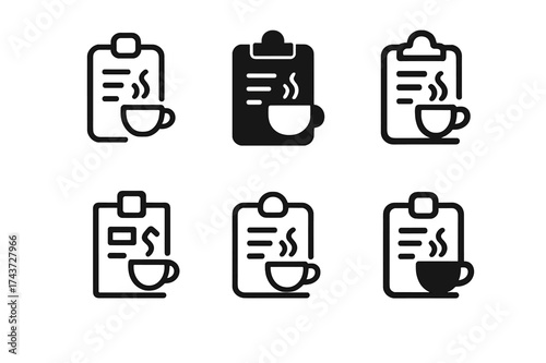 Diverse Coffee Logos. Coffee tasting notes sheet. Set Logo of Coffee: sensory tasting sheet icon. harmonious logo variations of the same emblematic concept,