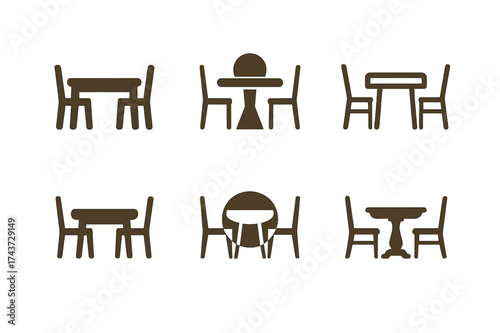 Harmonious Staging Logos. Home Staging for Selling. Set Logo of Home Staging for Selling: dining table. harmonious logo variations of the same emblematic
