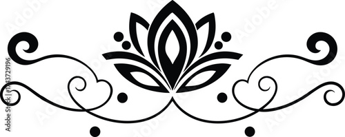 Symmetrical Flourish in Scarlet and Gold Decorative Vector Silhouette