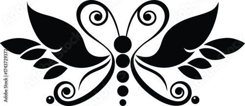 Symmetrical Flourish Shaped Like Wings Vector Silhouette