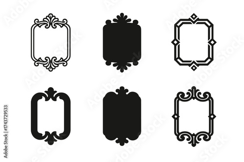 Maximalist Logo Variations. Maximalist Aesthetics. Set Logo of Maximalist Aesthetics: ornate frame. harmonious logo variations of the same emblematic concept,