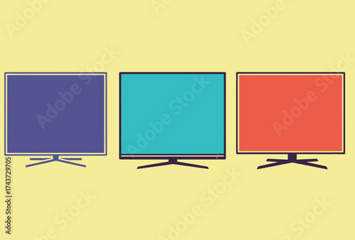 Modern Flat Screen TVs in Different Colors