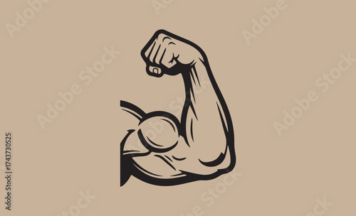 Illustration of a flexed bicep muscle showing strength and power