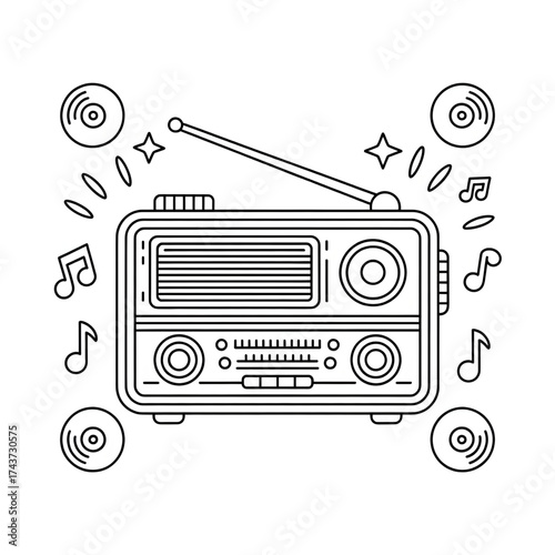A radio illustration vector style coloring book