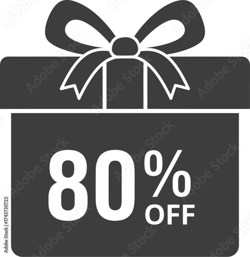 Eighty percent off sale promotion gift box vector graphic editable