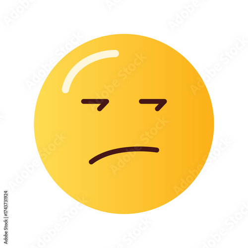 Yellow emoji face with a skeptical or unimpressed expression and a slight frown on black background