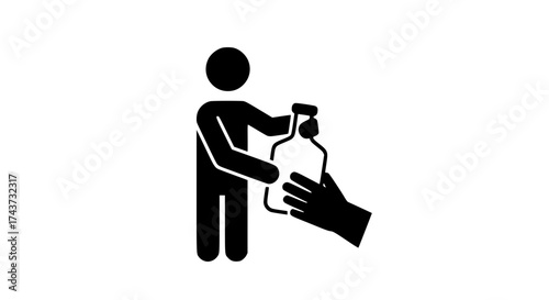 Helping hand water black white icon simple  