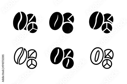 Coffee Logo Variations. Coffee tasting notes sheet. Set Logo of Coffee: coffee beans and flavor profile icon. harmonious logo variations of the same emblematic