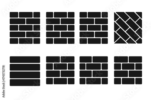 Traditional Masonry Icons. Traditional masonry. Filled icon set of Traditional masonry: English bond, Flemish