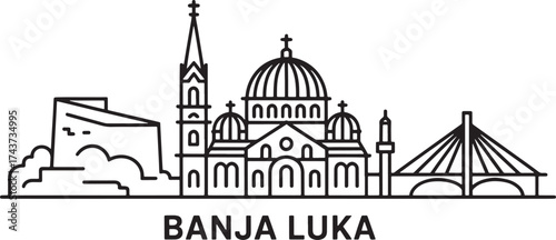 Banja Luka Skyline Vector Silhouette Bosnia Herzegovina Landmark Architecture