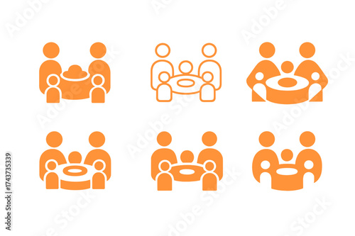 Cultural Meal Logos. Family traditions across cultures. Set Logo of Culture: family meal icon. harmonious logo variations of the same emblematic concept, each