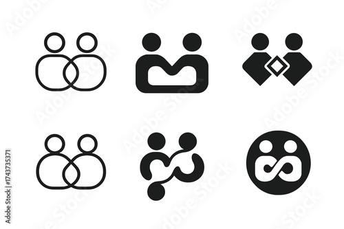 Innovative Logo Variations. Innovative achievements in social change. Set Logo of Innovative achievements in social change: Peer-to-peer mentorship network
