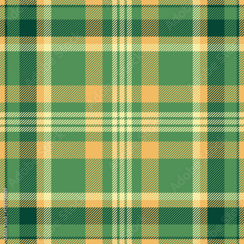 Seamless tartan pattern featuring shades of green and beige. Ideal for textiles, backgrounds, and designs requiring a classic, timeless touch. Versatile texture.